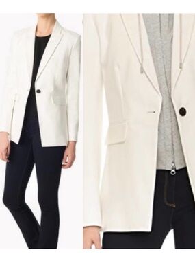 Veronica Beard Long and Lean Dove Cream Dickey Fitted Jacket Blazer Size 6